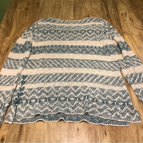 Knox Rose Striped Knit Pullover Acrylic  Sweater Braided Sides Womens Size Large - Picture 8 of 8